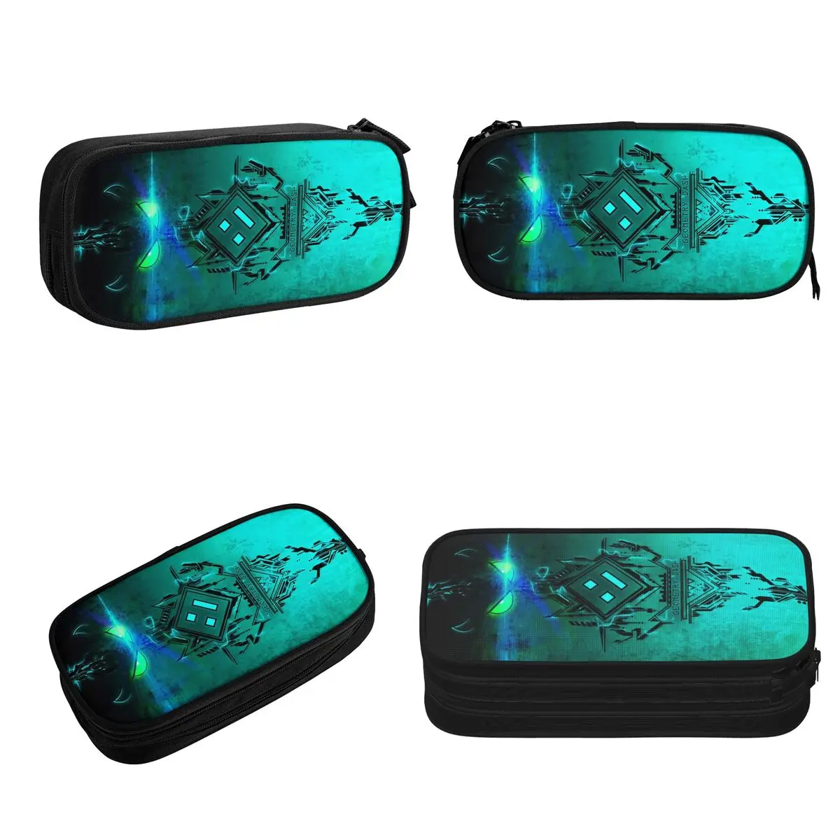 Video Game Geometry Dash Pencil Cases for Students Gifts Pen Box Pencil Bag Big Capacity Pencil Pouch Storage Stationery Supplie
