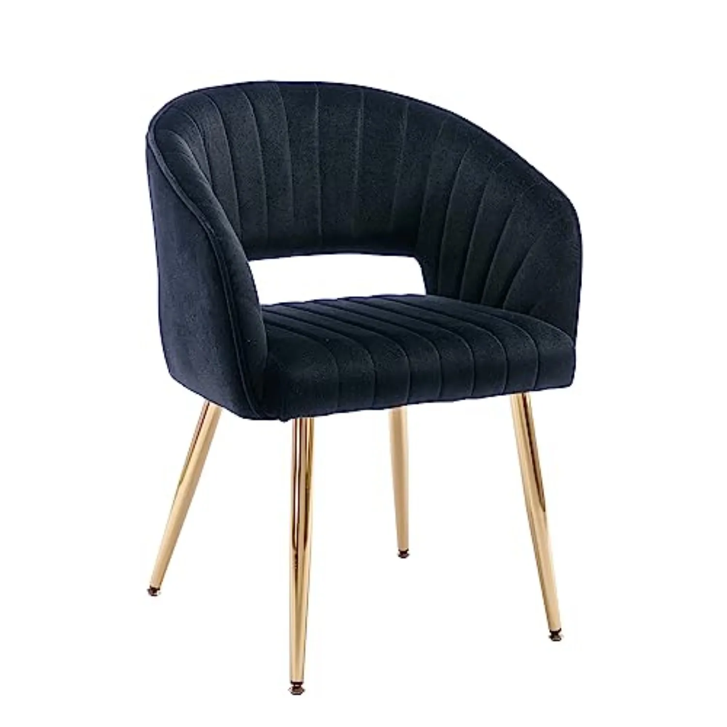 Velvet Desk Chair Upholstered Tufted Chairs Dining Chairs 1 PC & Black | Modern Accent Armchair Tufted Vanity Chairs