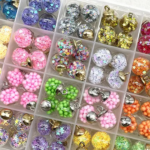 New 10pcs 21x16mm Magic Ball Transparent Glass Beads Transparent Pendant Pentagram for Christmas Decoration