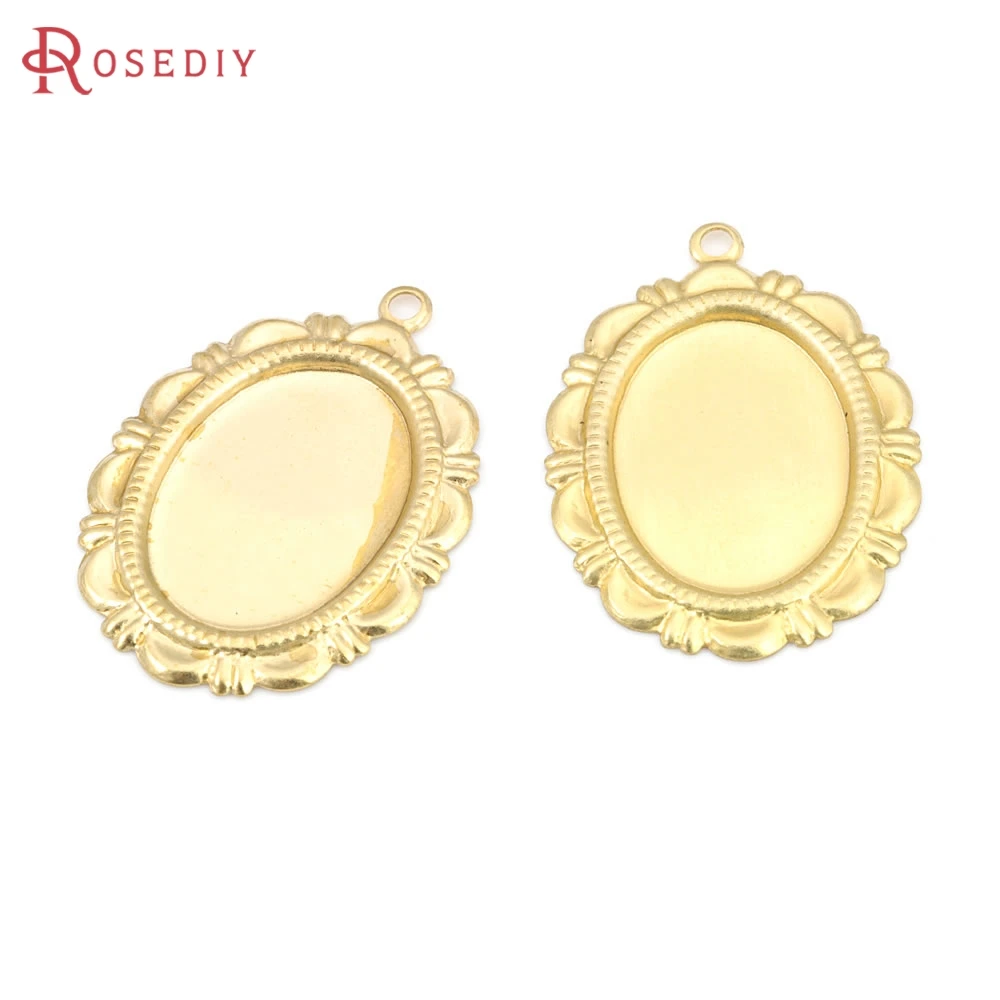 

Inside 25x18MM 40x30MM 18K Gold Color Brass Oval Lace Trays Bezels Base Cabochon Beads Settings Jewelry Making Supplies