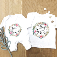 Siblings Matching T-shirt & Baby Grow Big Sister Little Sister Family Match Outfits Pregnancy Annoucement Baby Shower Gift