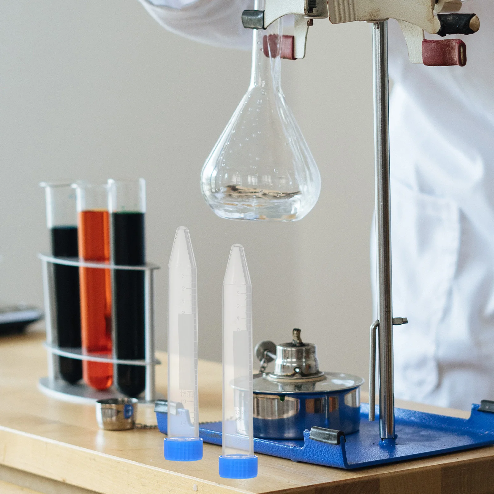 

50pcs Tubes 15ml Screw Cap Random Color with Scale for Lab Testing Biochemistry Molecular Biology Experiment