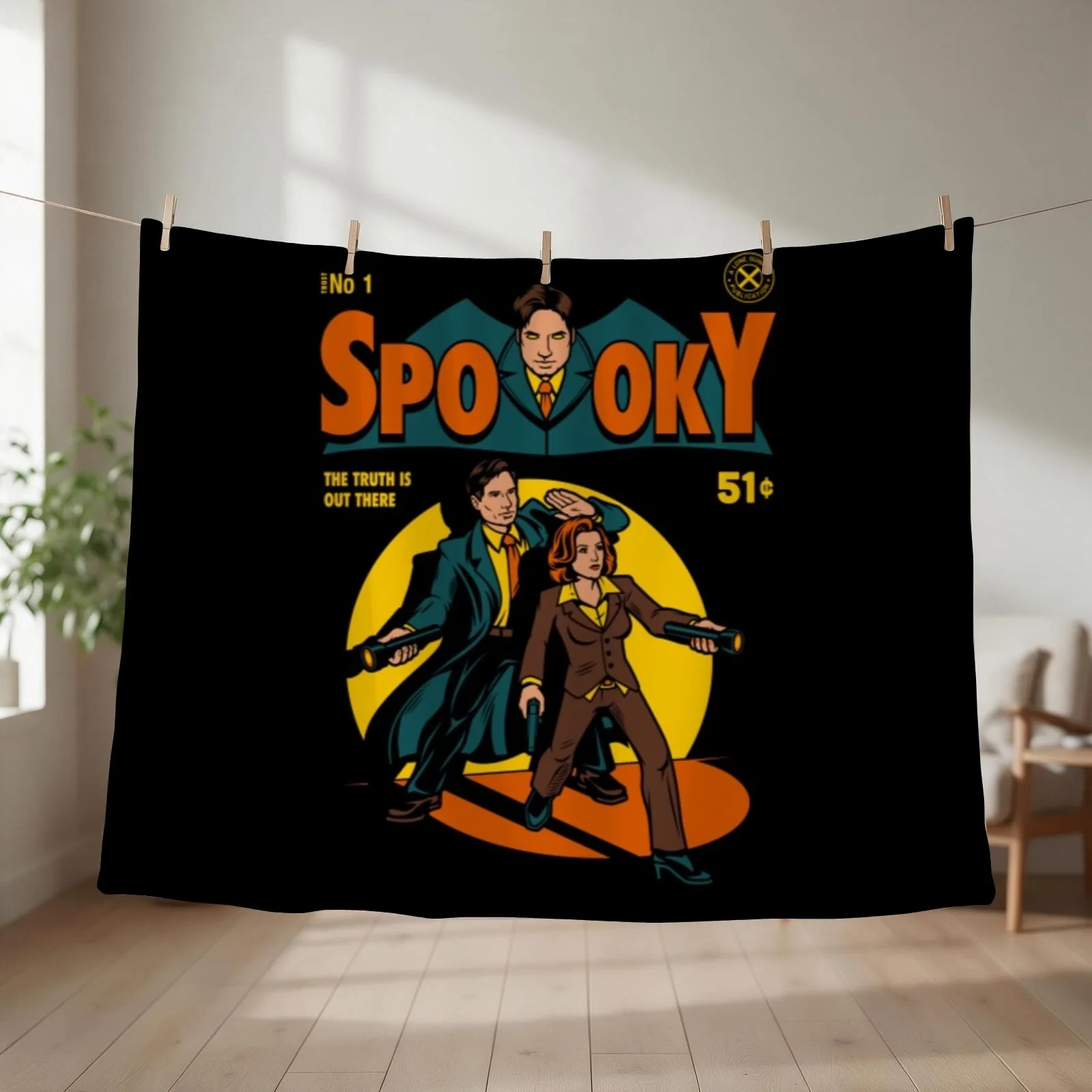 X Files, Spooky Comic Throw Blanket couch cozy soft plush fuzzy picnic outdoor blanket