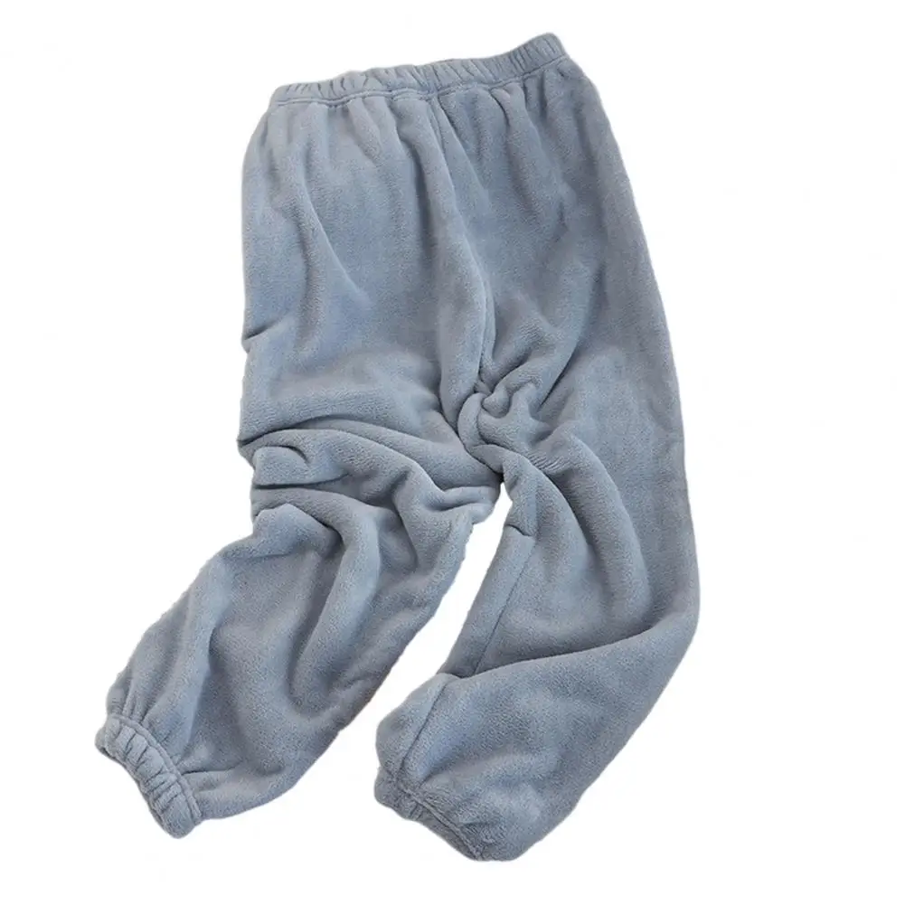 

Women Pants Pajama Homewear Warm Plush Coral Fleece Elastic Waist Loose Ankle-banded Trousers