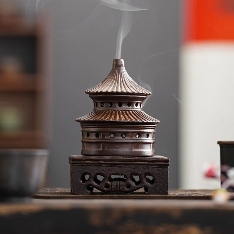 Tray Censer Pagoda Home Indoor Sandalwood Incense Chinese Incense Ceramic Aromatherapy Stove