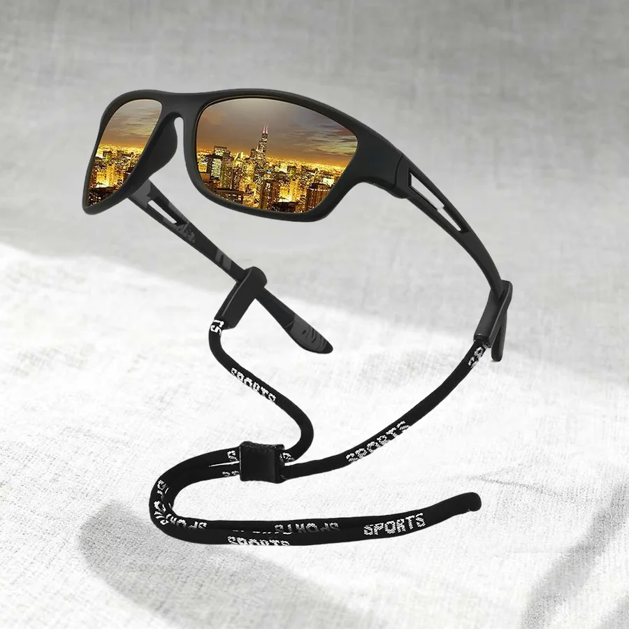 Fashion Pattern Frame With Chain  Sport Sunglasses Men Women Driving Fishing Cycling Mountaineering Sports Man UV400 SunGlasses