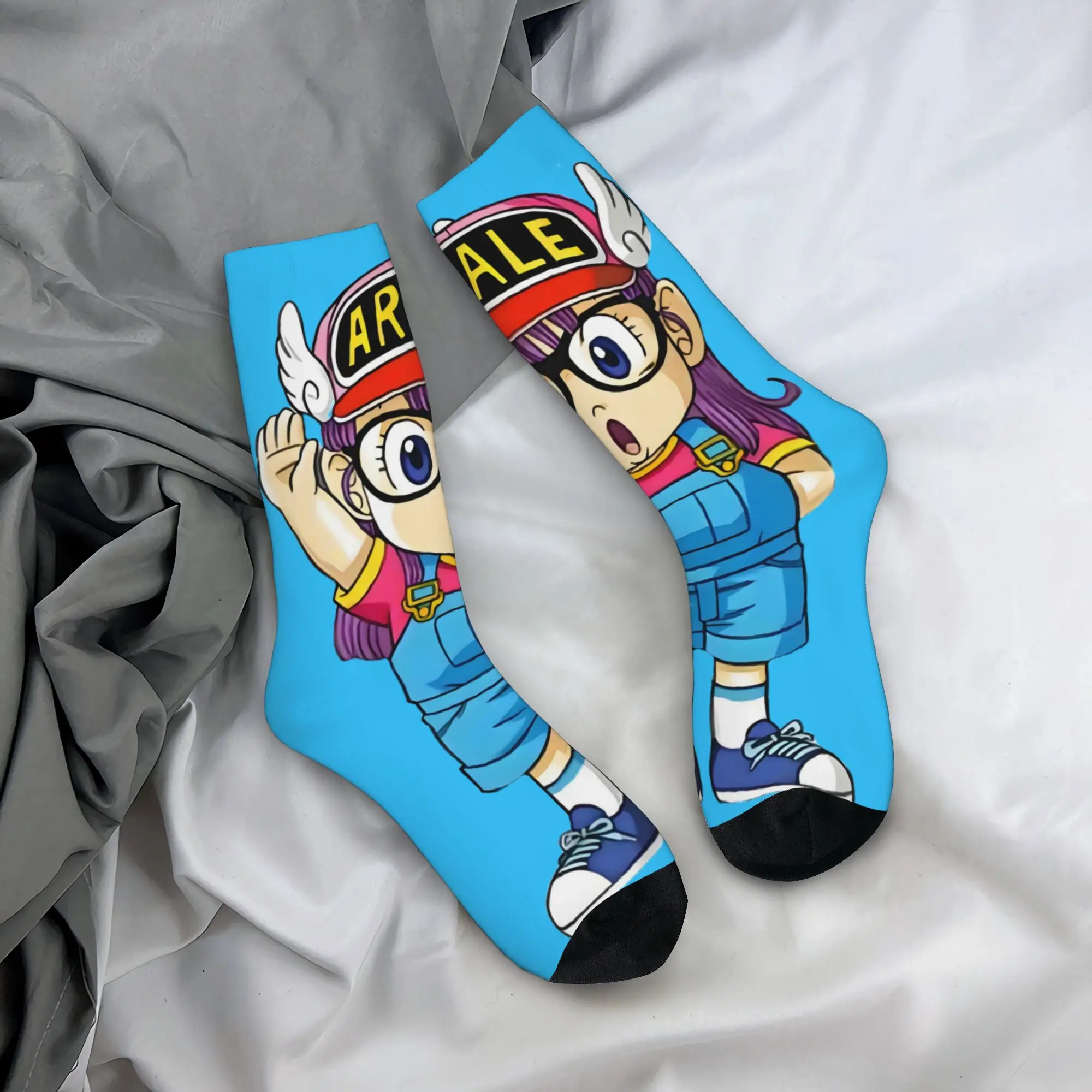 Novelty Mens A-Arale N-Norimaki D-Dr S-Slump Dress Socks Unisex Warm Comfortable 3D Print Anime Cartoon Crew Socks