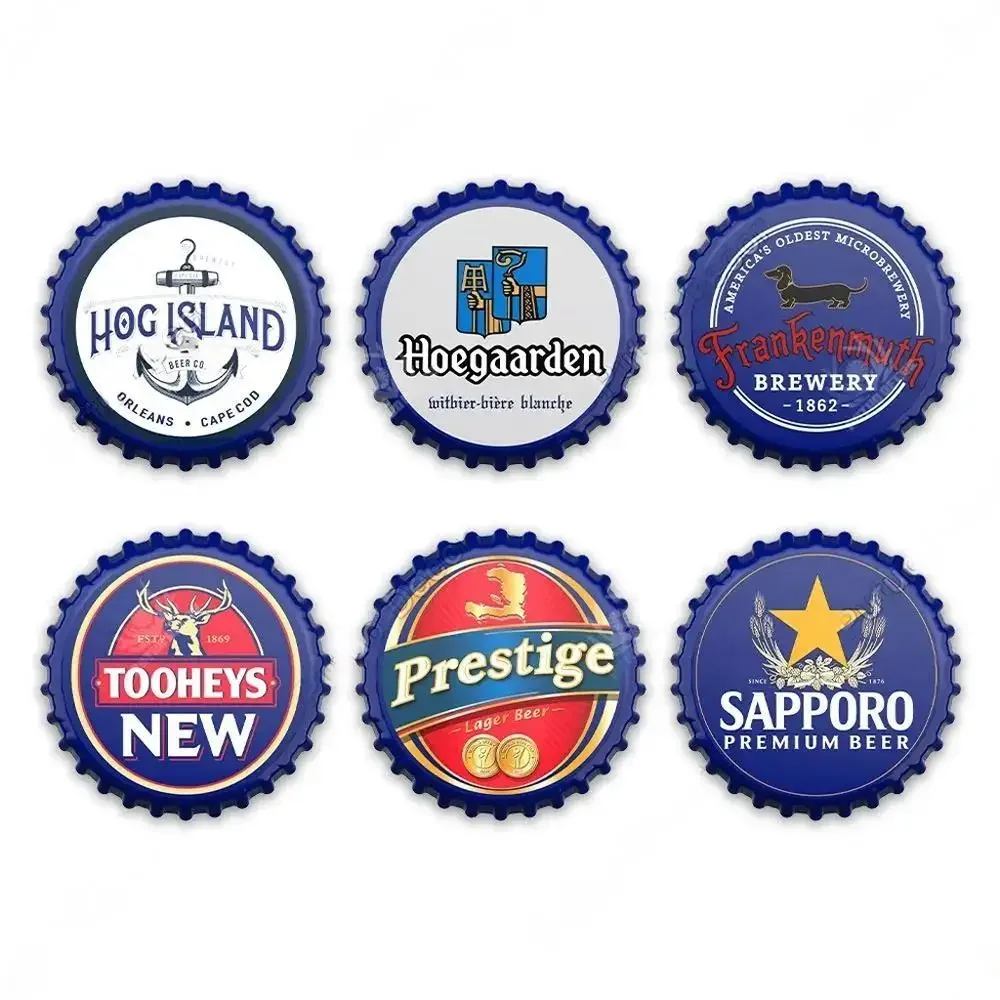 Vintage Beer Bottle Cap Decor Metal Sign Plaque Decorative Tin Sign Man Cave Pub Bar Club Wall Decoration