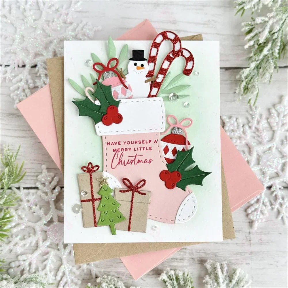 Pane di zenzero cucito Fustelle Coltello Grande Natale Ho Sentimenti postali Francobolli Decorazioni per scrapbooking in rilievo 2024