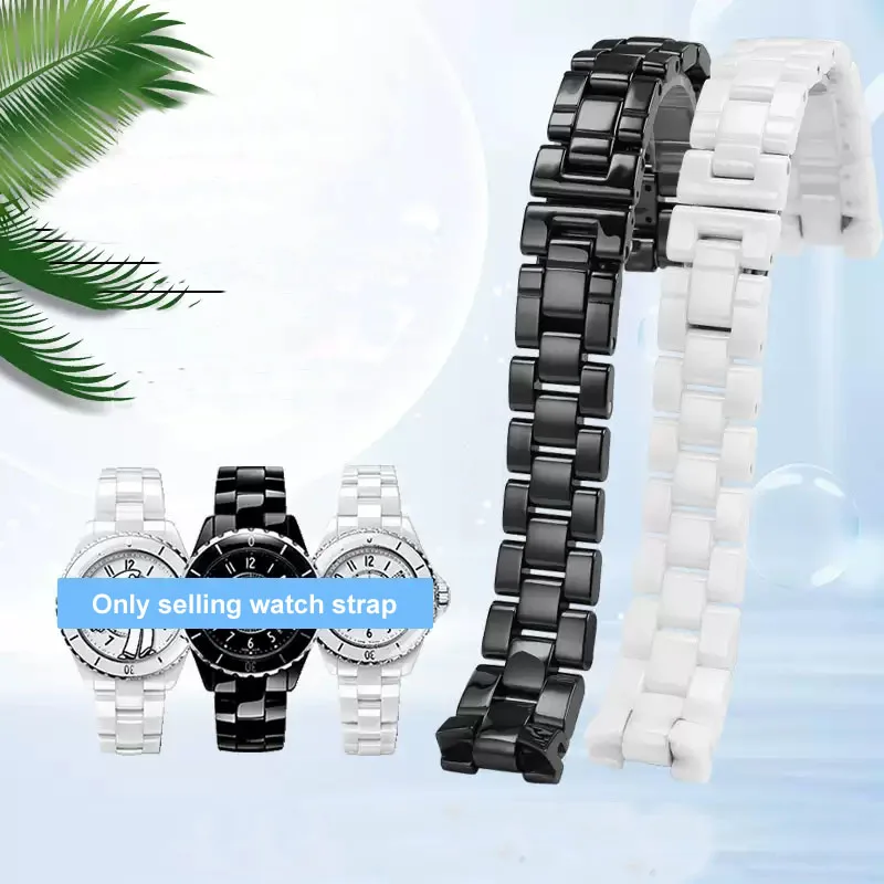 

senior Convex Watchband Ceramic Black White Watch For J12 Bracelet Bands Strap Special Solid Links Folding Buckle 16mm 19mm