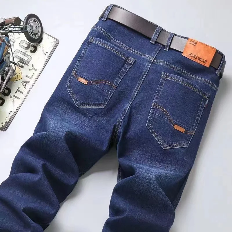 سراويل جينز مستقيمة ناعمة للرجال لخريف 2025 جينز كلاسيكي للأعمال باللون الأسود لراكبي الدراجات النارية ملابس رجالية Pantalone Hombre Mannen Homme #3