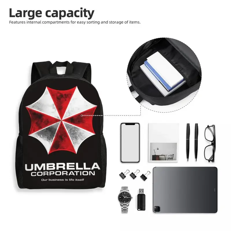 Custom Umbrella Corporation Mochilas para meninos e meninas, videogame, escola, faculdade, bolsas de viagem, homens, mulheres Bookbag, Fits 15 "Laptop