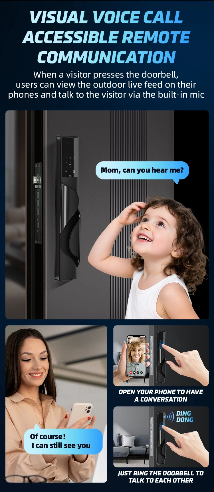 Glomarket مقاوم للماء Tuya Wifi قفل ذكي أوتوماتيكي ثلاثي الأبعاد التعرف على الوجه البيومترية بصمة أقفال أمان رقمية #3