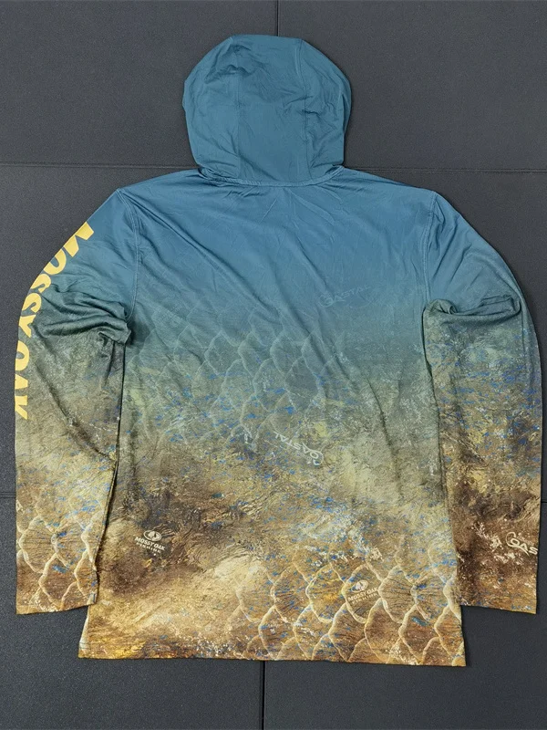 Quick Dry Cool Feeling Sun Protection Long Sleeve Hooded T-Shirt for Outdoor Fishing American Brand Y475 Polyester Lycra Blend
