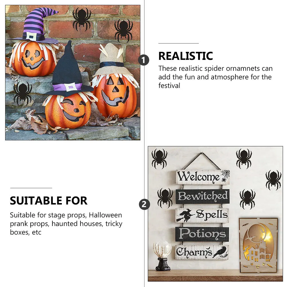 

1Set Spider Decoration Artificial Simulation Spiders Non Woven Cloth Halloween Wall Hanging Scary Festival Prank Props