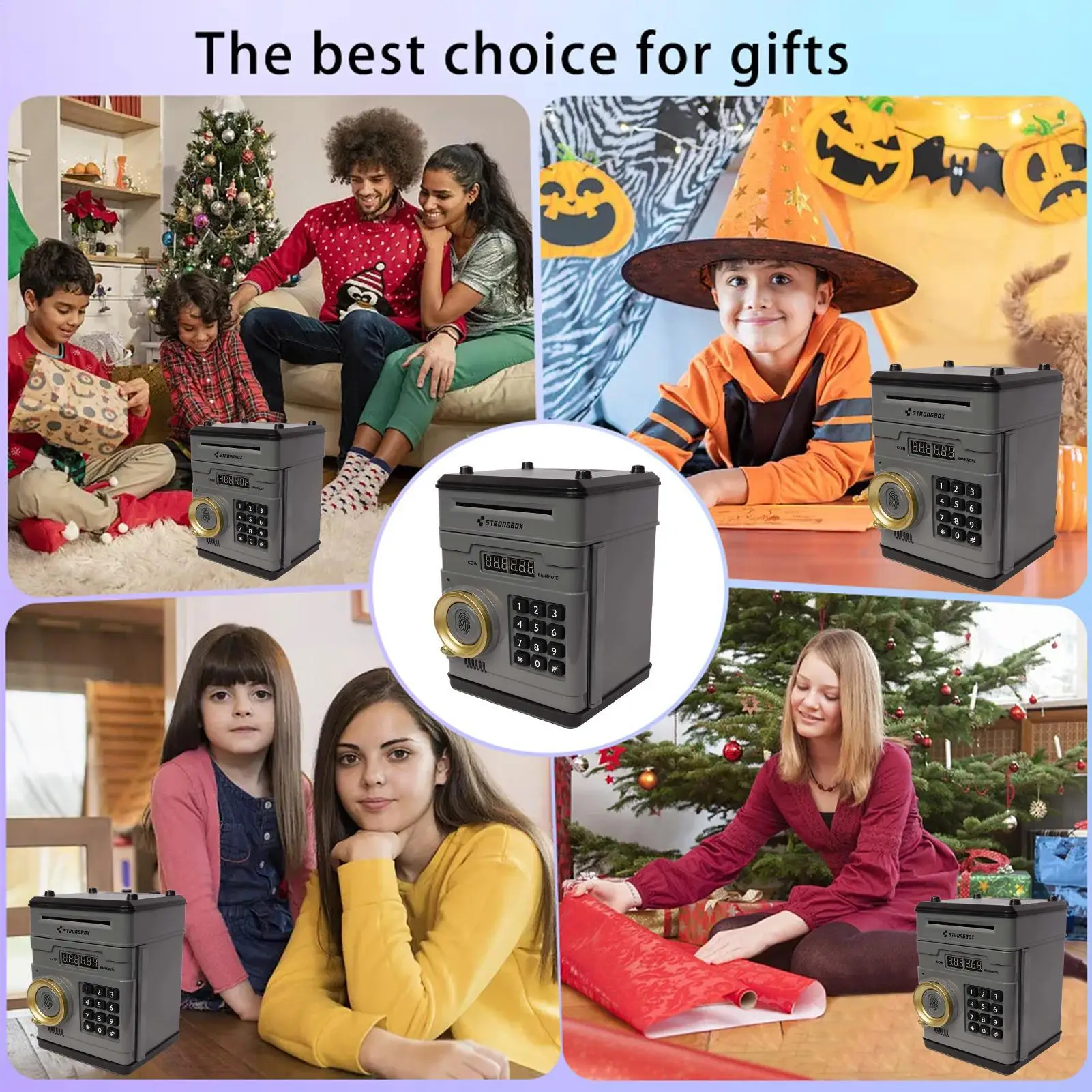 صندوق الأمان لبنك المال الإلكتروني مع قفل بكلمة مرور رقمية، لعبة ATM، منظم العملات المعدنية النقدية للأطفال، هدية تعليمية، حصالة على شكل حيوان #5