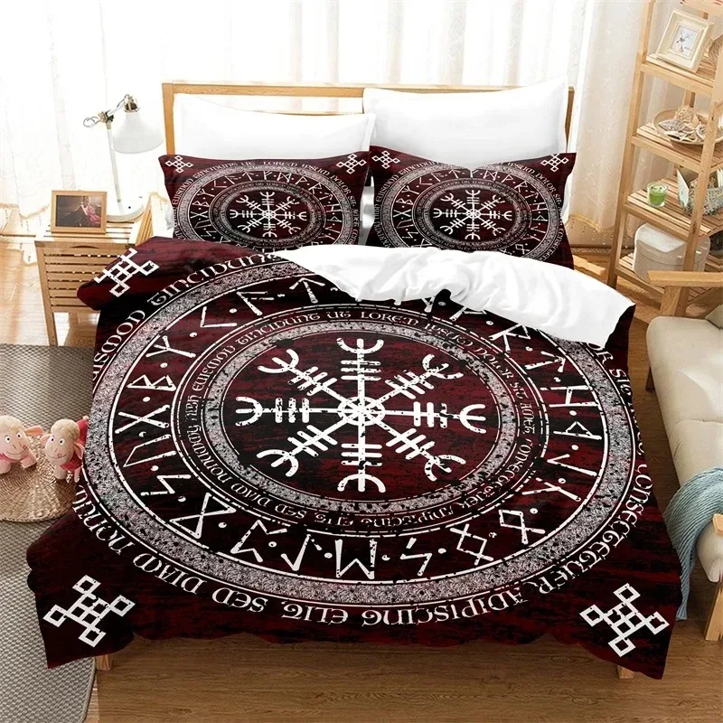 Vikings Duvet Cover Set Scandinavian Culture Celtic Bedding Set Mythology Religion Comforter Cover King Queen,Teens Adults Gifts