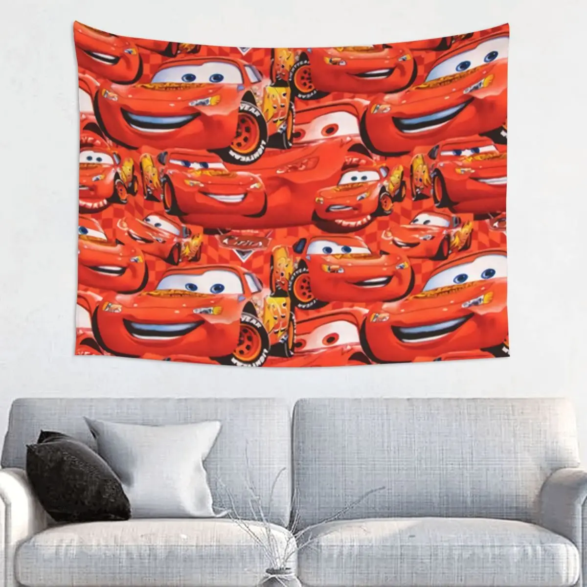 Custom Lightning McQueen Car Collage Tapestry Home Decor Hippie Wall Hanging Tapestries for Living Room