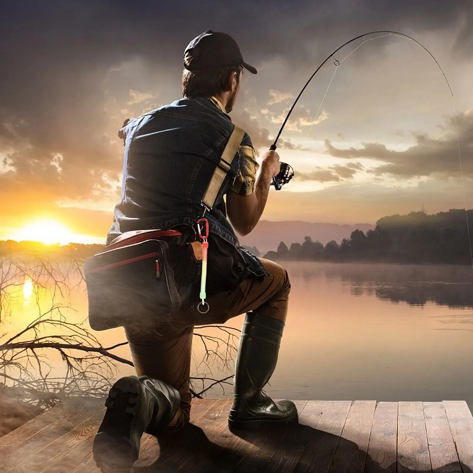 

5Pcs Retractable Linking Spring Ropes Durable Fishing Lanyard Practical Safety Coil Rope Outdoor Use Fishing Lanyard