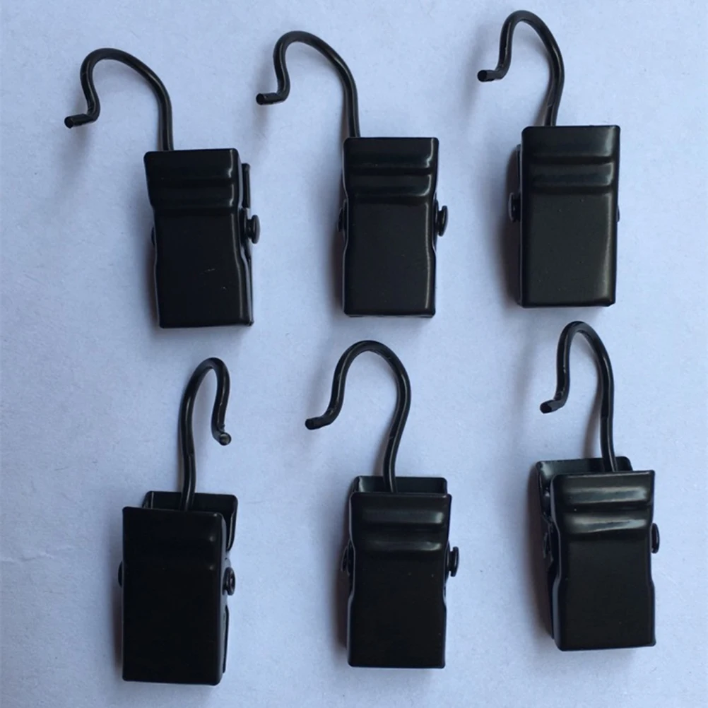 

100pcs Curtain Clips Black Iron Hooks Strong Bathroom Accessories Easy Install Slide Rings Rods Curtains