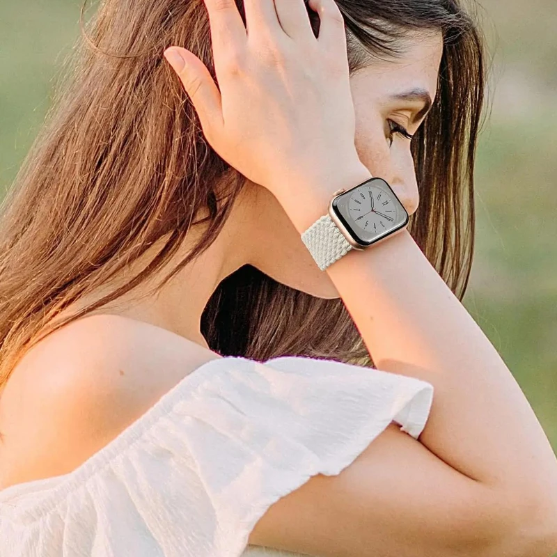 حزام نايلون لساعة أبل 44 مللي متر 45 46 49 38 40 41 42 مللي متر مضفر سولو حلقة سوار iWatch سلسلة 10 9 8 7 6 5 4 SE Ultra 2