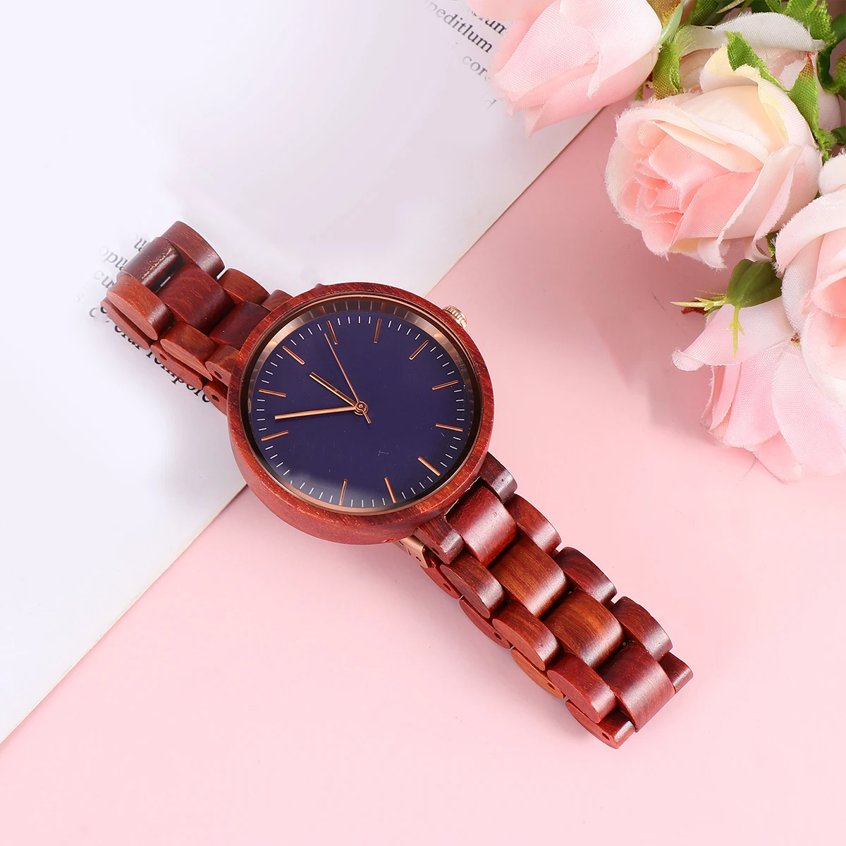 

Wooden Watch for Women Walnut Wood Wristwatch Lightweight Stainless Steel Buckle Comfortable Gift Quartz Timepiece