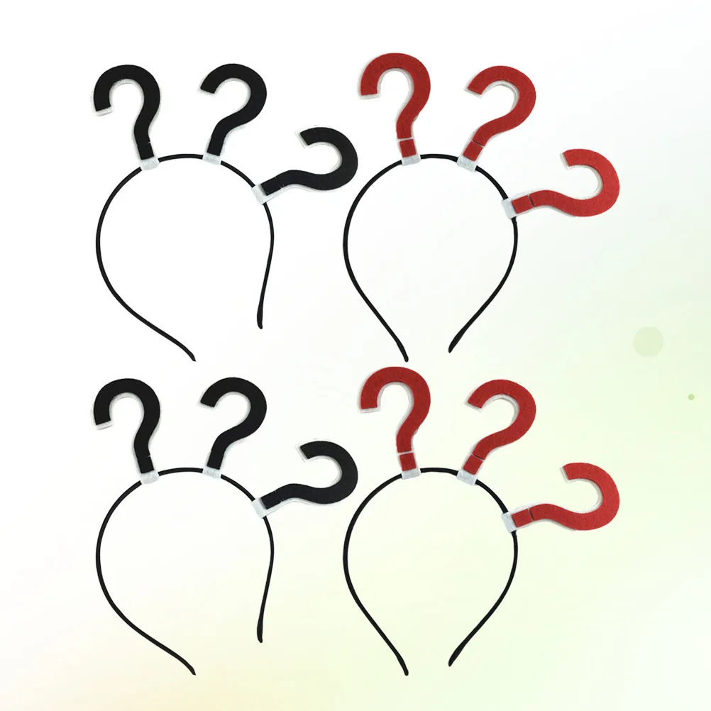 

4Pcs Creative Question Mark Hairband Cloth Headwear Red Black Festival Hair Accessory Funny Eye-Catching Party Decoration