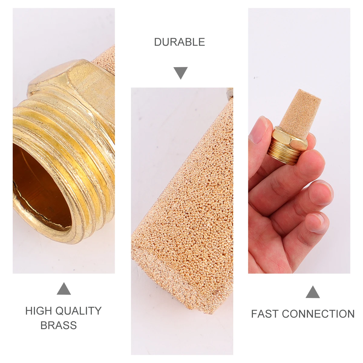 

4pcs Brass Pneumatic Muffler G1/2 Male Exhaust Air Solenoid Connector Noise Reduction High Flow Multi-Layer Structure