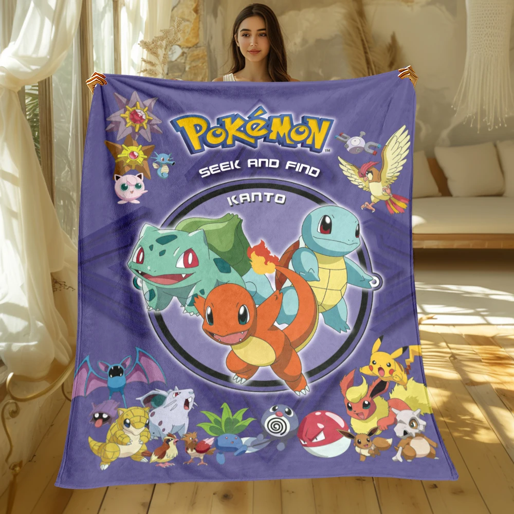 Pokemon Pikachu Print Four Seasons Blanket Sofa Bed Cover Soft and Fluffy Blanket Soft Warm Flannel Throw Blanket Gift Art