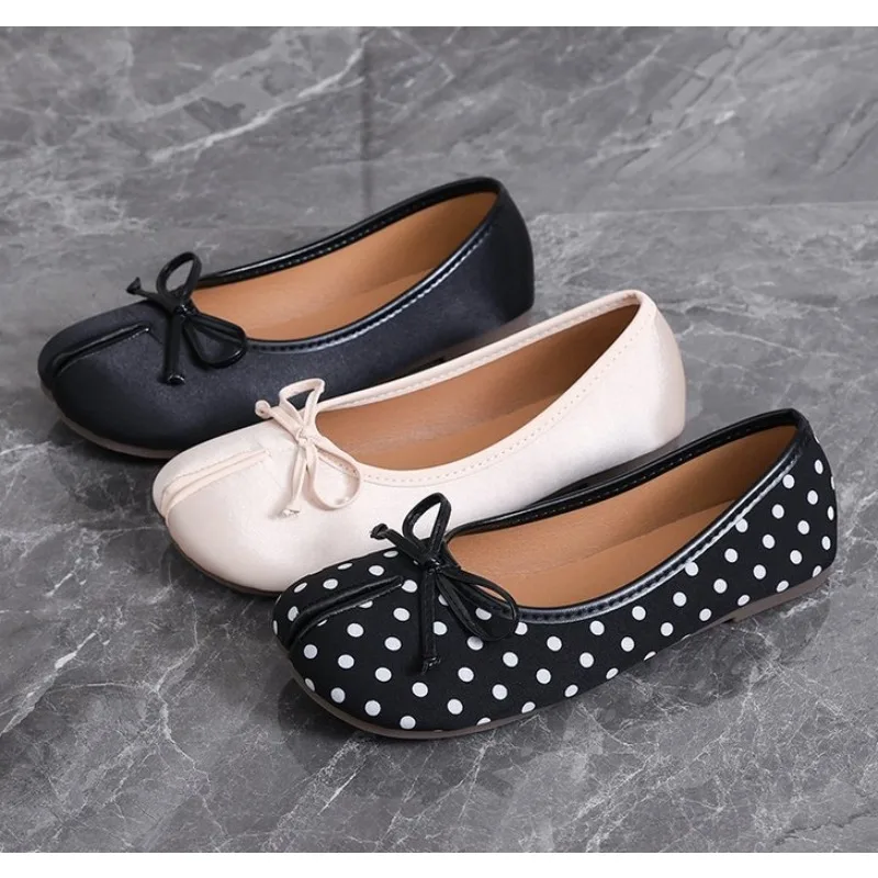 New Brand Women Flats Soft Ballet Shoes Slip on Loafers Soft Moccasins Tabi Ninja Casual Shoes Mujer Ladies Shoes Bow Knot Mujer