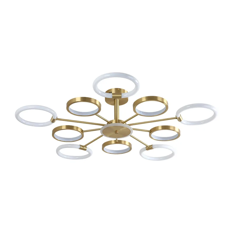 

LED all copper chandelier living room simple modern bedroom pure copper