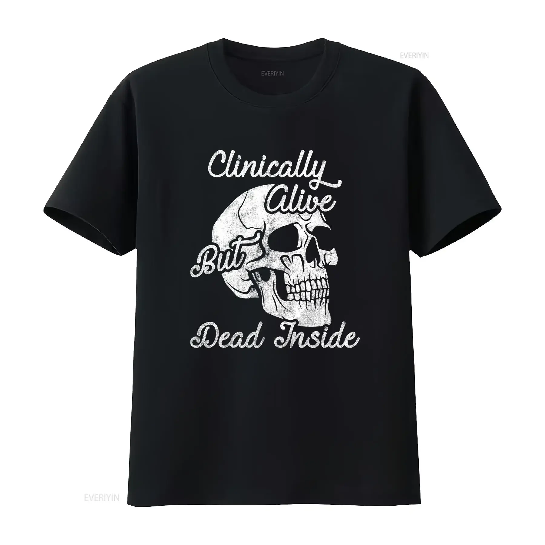 Womens Funny T Shirt Clinically Alive But Dead Inside Sarcastic Novelty vintage Washed Versatile streetwear Soft Unisex homme