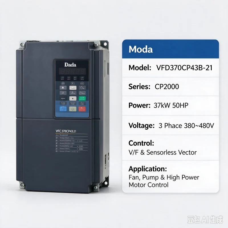 Delta VFD370CP43B-21 CP2000 Series 37KW 50HP 3 Phase 380V-480V Frequency Inverter VFD AC Motor Drive for Fan Water Pump