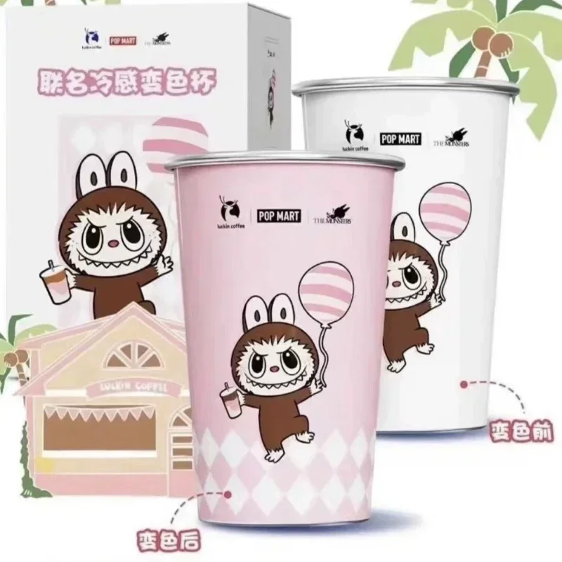 

2024 Genuine Labubu Co Branded Anime Peripheral Color Changing Insulated Cup Mug Keychain Labubu Series Cup Birthday Gift