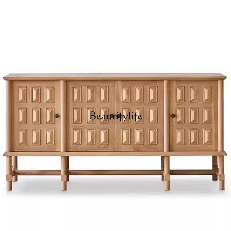 

*French retro solid wood dining side cabinet log wind living room storage locker household