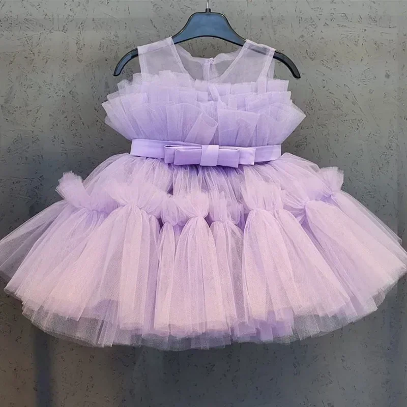 2024 Girls Baby Dress for Wedding Flower Girls Dresses 1-5Y Toddler Tulle Birthday Princess Party Dress Infant Outfits Vestidos