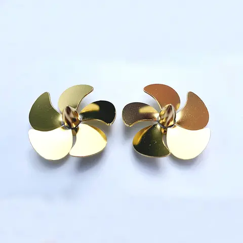 1Pair Model Boat Diameter 39mm Shaft Hole M4 5-Blade Paddle Tin Soldering Brass Propeller for DIY Civilian Ships Vessels