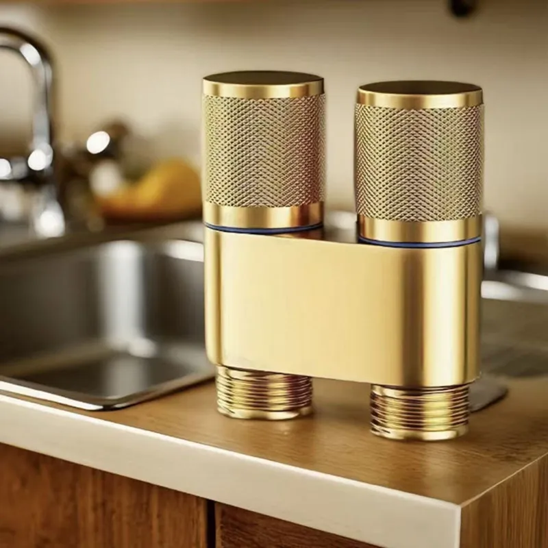 

LSSH Dual outlet one in two out washing machine faucet automatic water stop valve special copper tee one in two connector