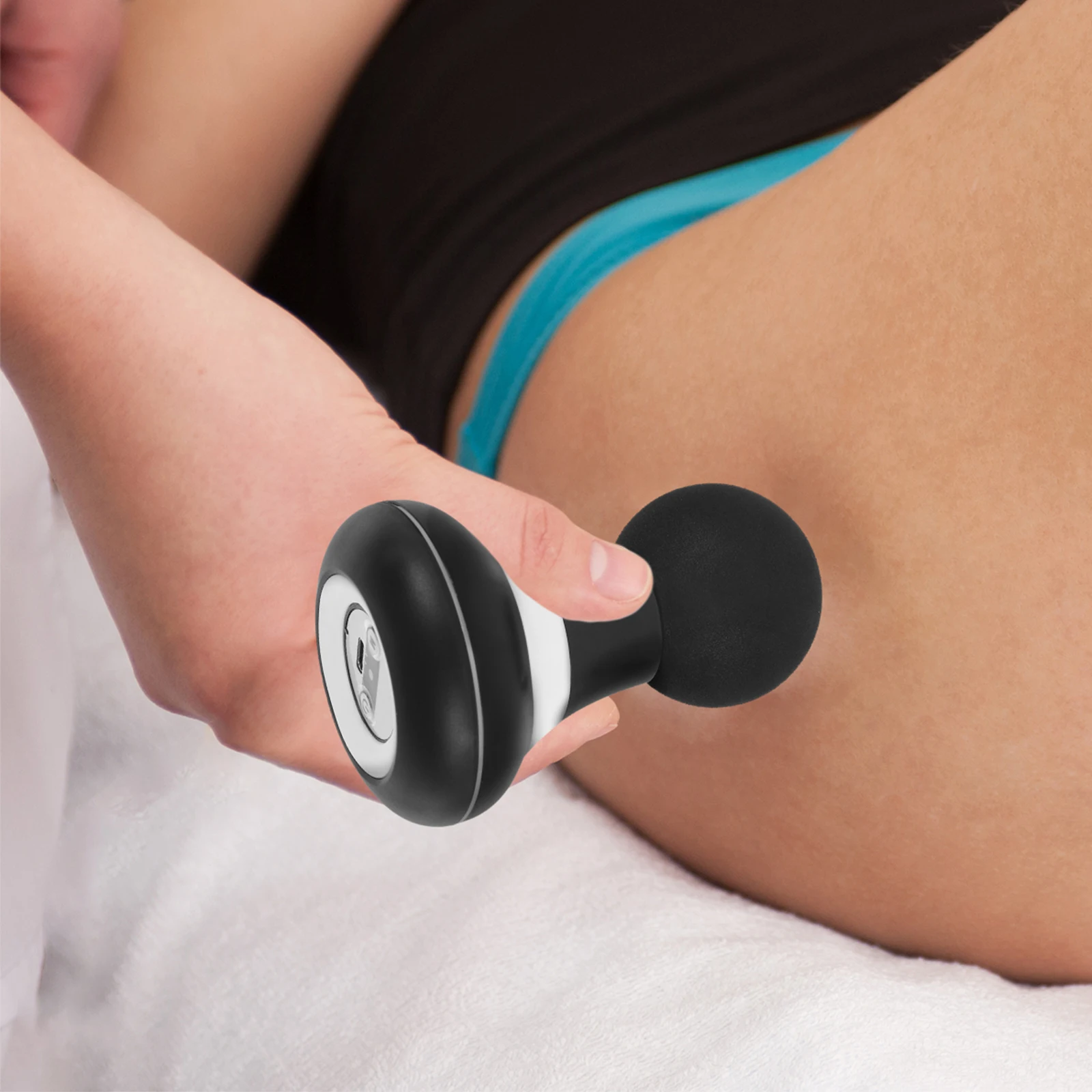 

Mini Massager Black Dual Button Neck Tool Lightweight Portable Muscle Relaxing Fascia Gun For Home Office Travel Small Pocket