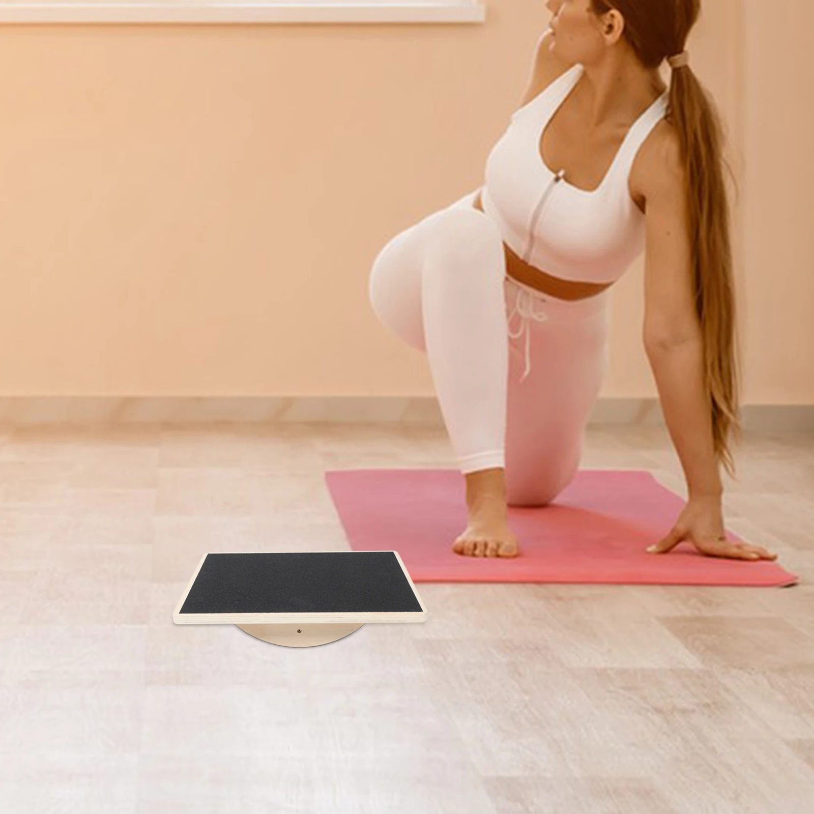 

Wooden Rectangular Yoga Balance Board Adult Non-Slip Surface Fitness Equipment Coordination Stability Training Home Gym