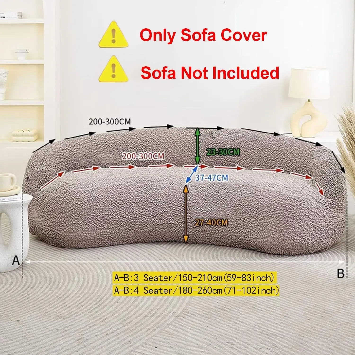 Semi-Circular Curved Sofa Cover, High Stretch Sofa Slipcover Non-Slip Thickened Couch Cover with Elastic Bottom, Customized