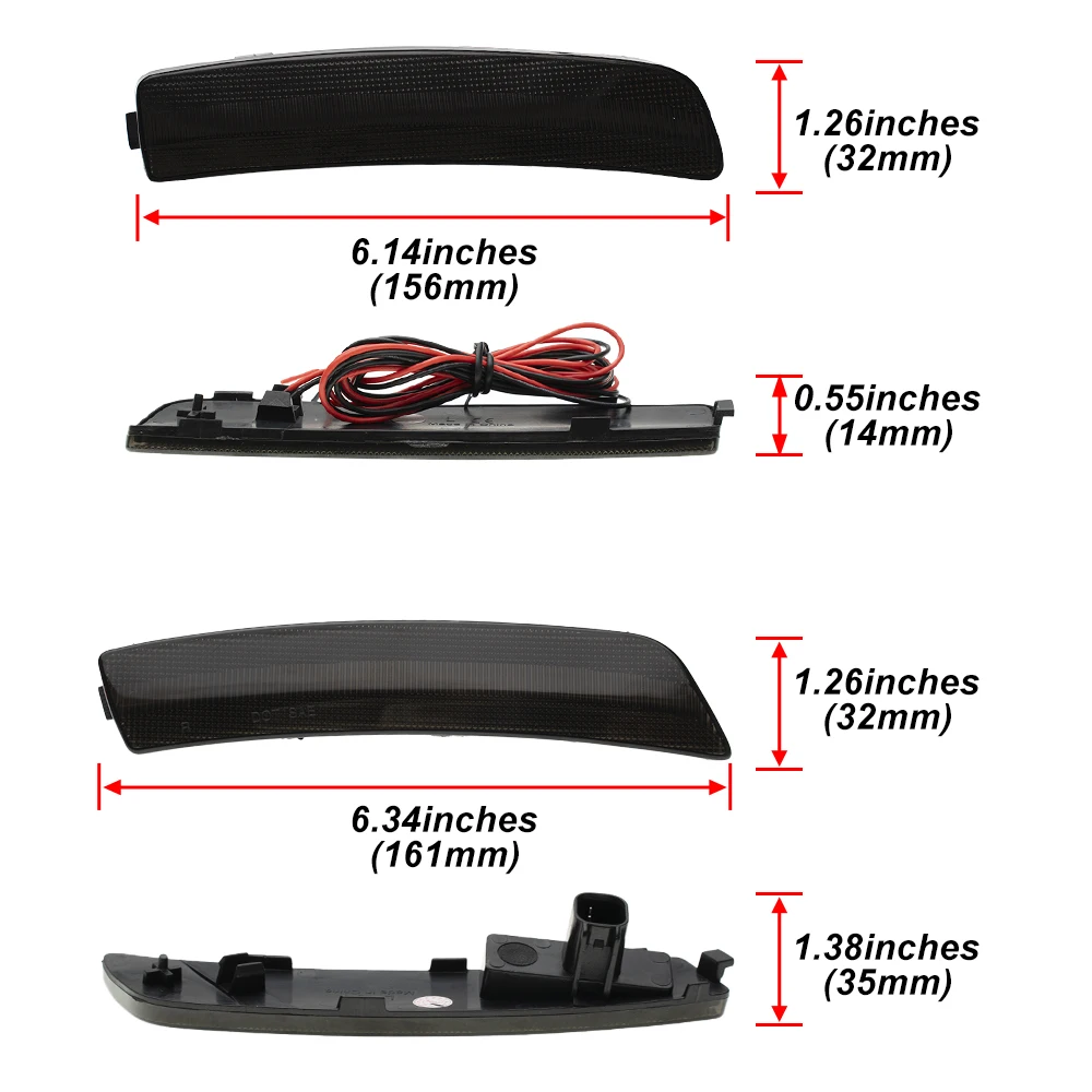 Smoked F&R Bumper Reflector Light For 2021 2022 2023 2024+ Ford Mustang Mach-E CX727 LED Fender Side Marker Lights Replacement
