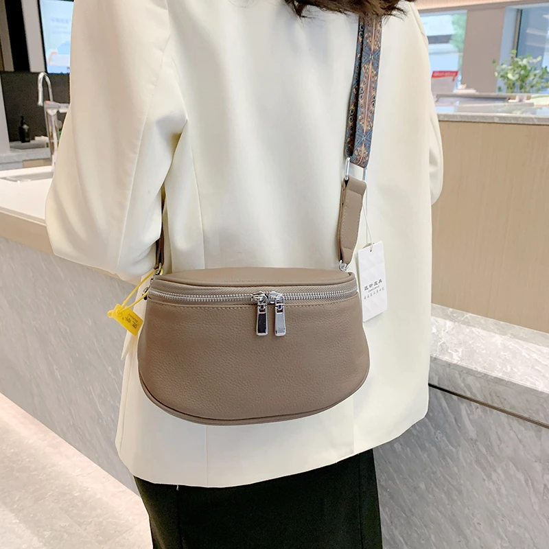 2023 Fashion Korean Saddle Bag Trend Small Luxury Designer Handbags For Women Genuine Leather Casual Tote Messenger Shoulder Bag