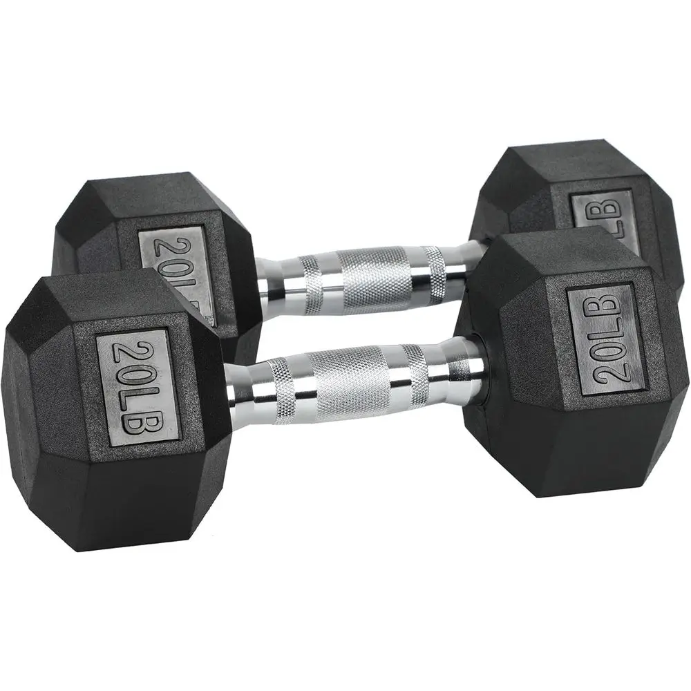 

Hexagonal Cast Iron Dumbbell with Textured Grip for Home Gym Strength Training, 20 lbs
