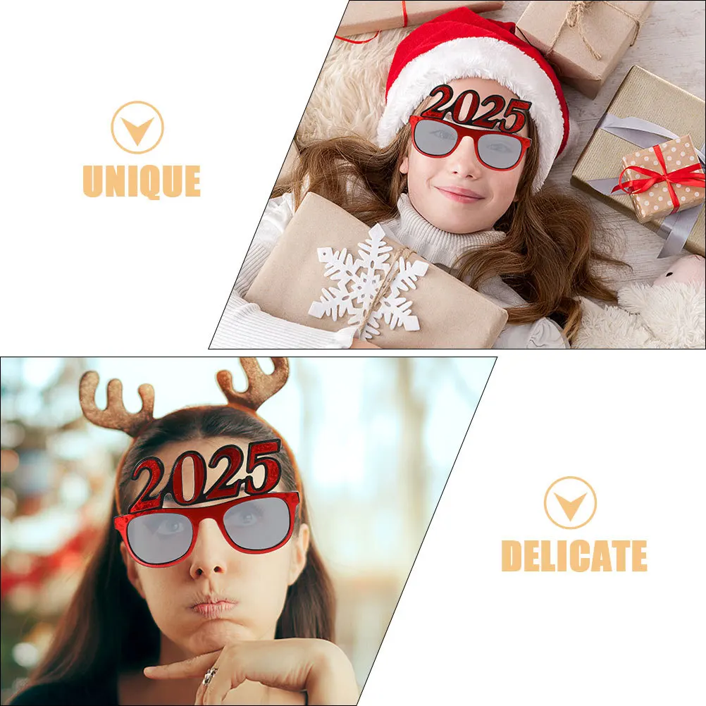 4 قطعة 2025 نظارات حفلات رأس السنة الجديدة مضحك حجر الراين النظارات الدعائم خفيفة الوزن مريحة لوازم صور الحفلات #3