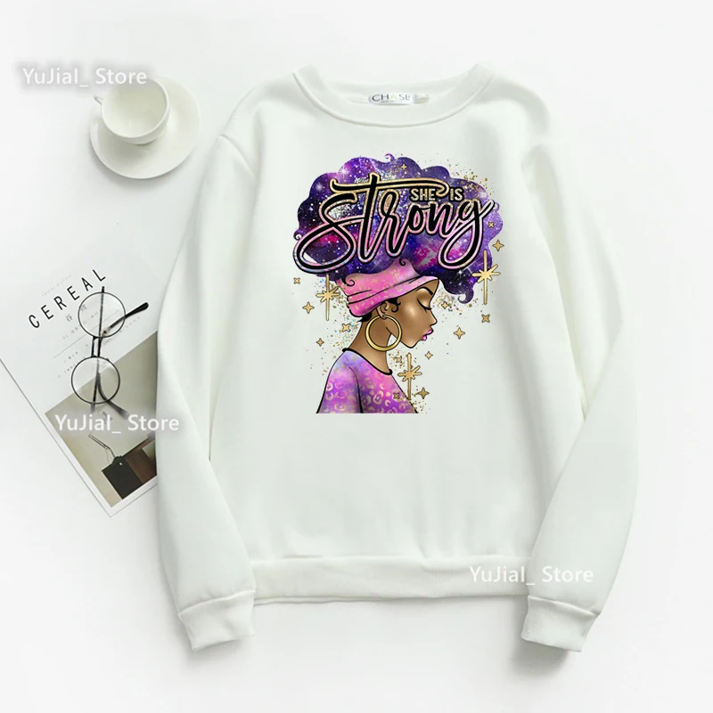 

Leopard She Is Strong Black Girls Graphic Print Sweatshirt Women Beautiful Melanin Hoodies Winter/Spring/Autumn Jumper Femme