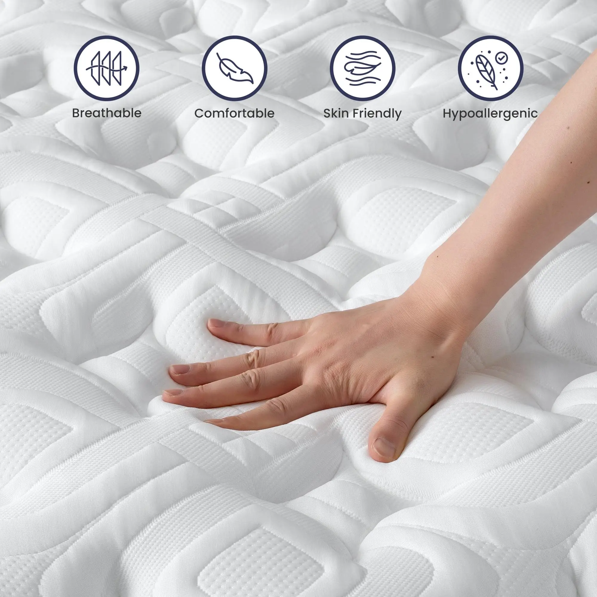 BedStory 14'' Luxury Hybrid Mattress - Twin/Full/King/Queen Size Mattress - Memory Foam & Innerspring, Manufactured in USA