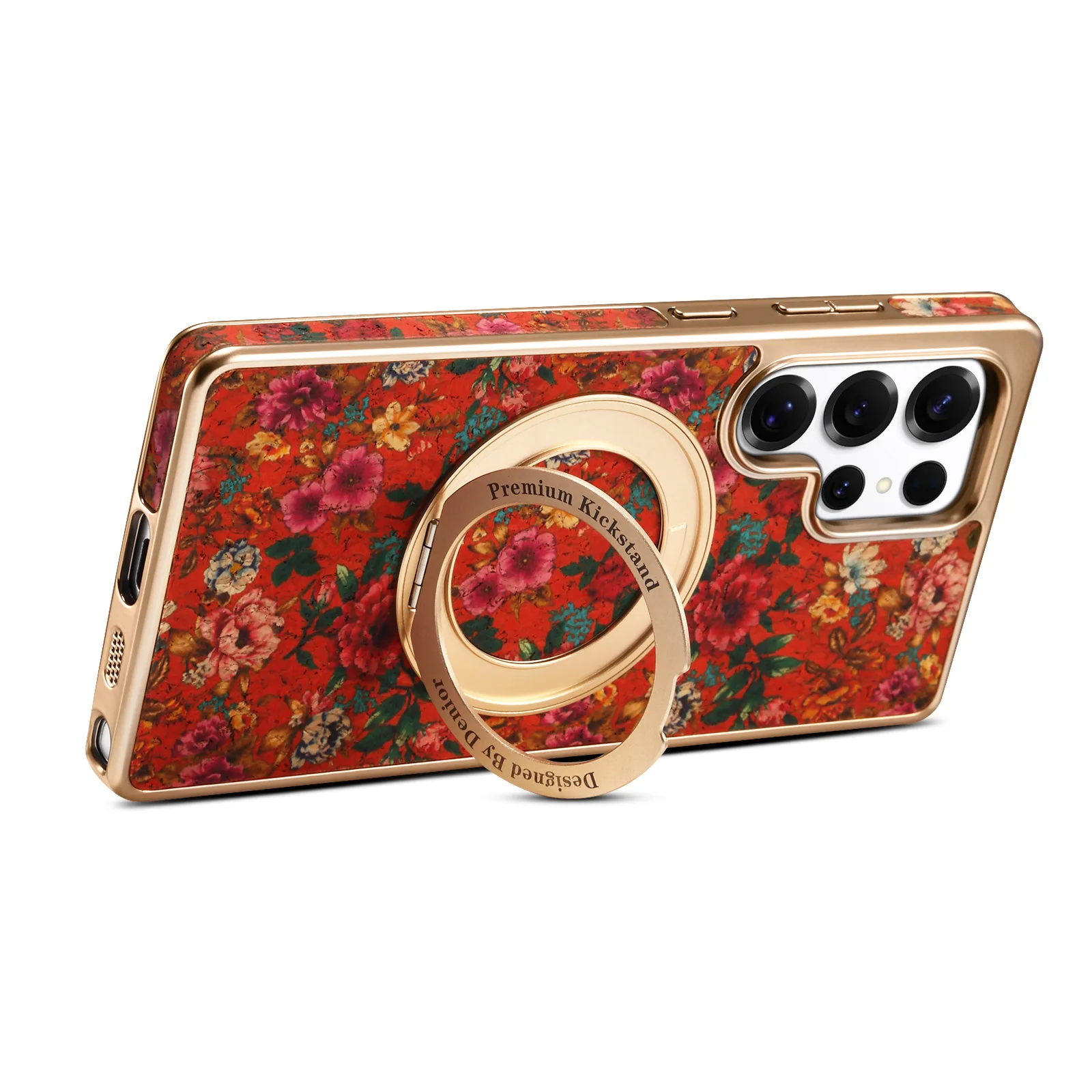 Cork Electroplated Magnetic Rotating Ring Stand Case For Samsung S26 Ultra S25 S24 Full Protection Cover