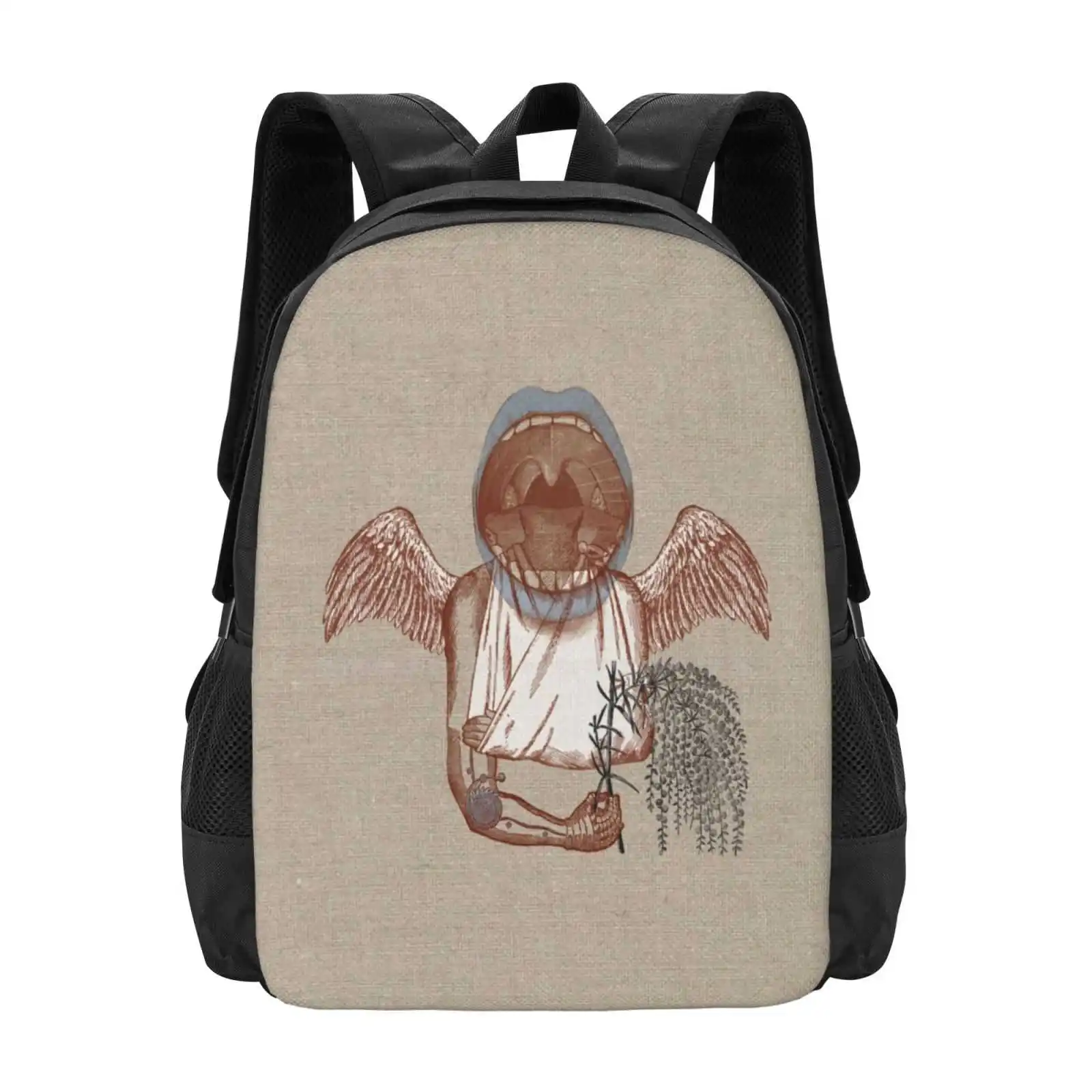 Arm New Arrivals Unisex Bags Student Bag Backpack Collage Mouth Lips Anatomy Humor Brown Angel Olga Lupi