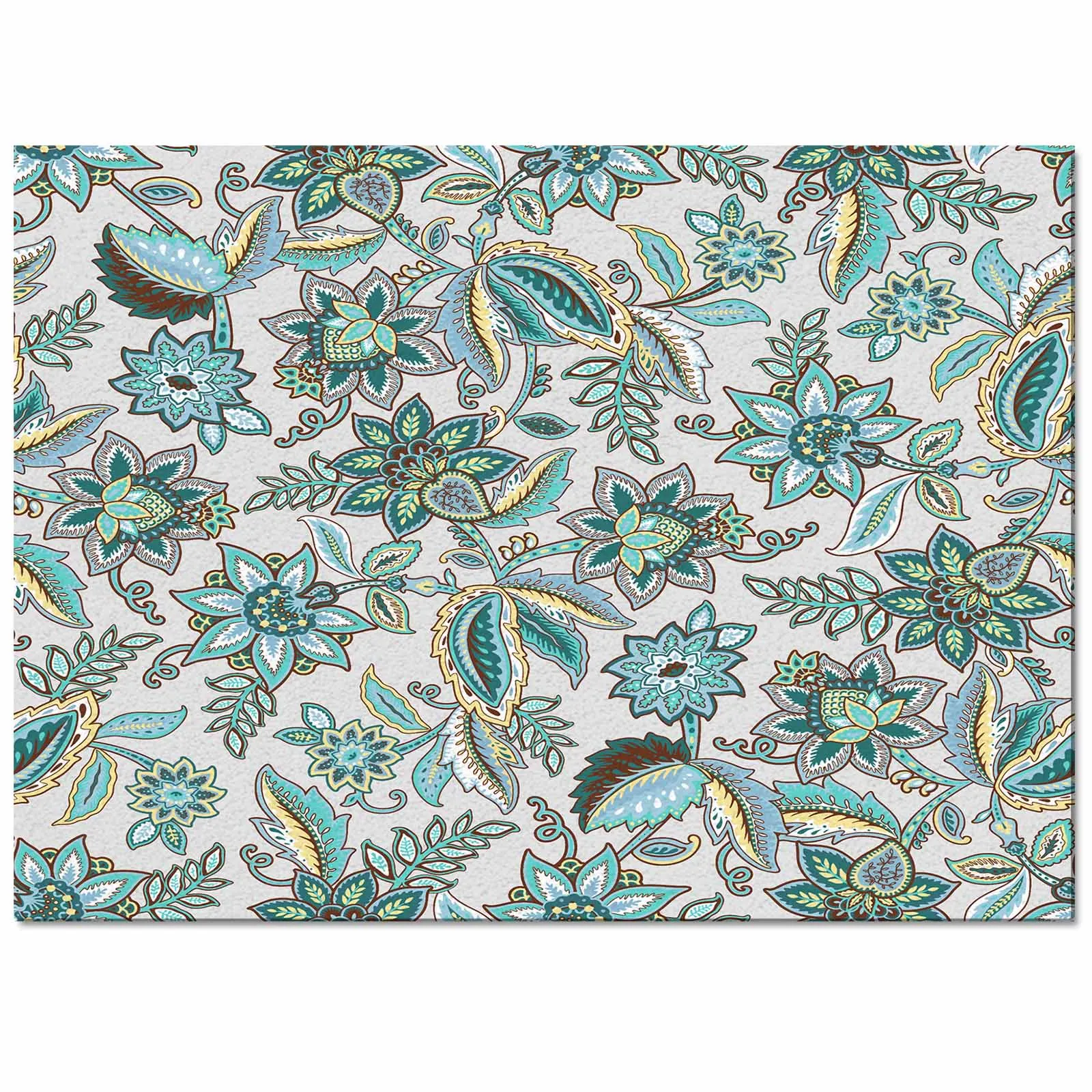 Ethnic Flower Leaves Vintage Turquoise Carpet For Home Living Room Bedroom Bedside Decor Large Area Rug Teen Room Decor Carpet